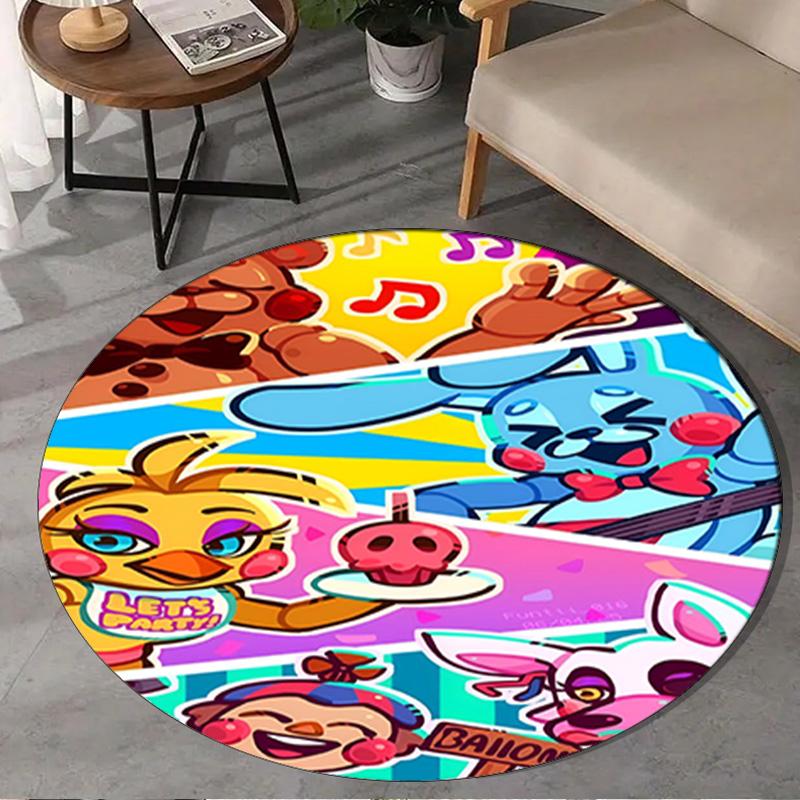 1PC Five Nights Party Round Rug, Non-slip Chair Mat, Home Decor, Circle Carpet Perfect for Office, Bedroom, Living Room,Christmas Gift