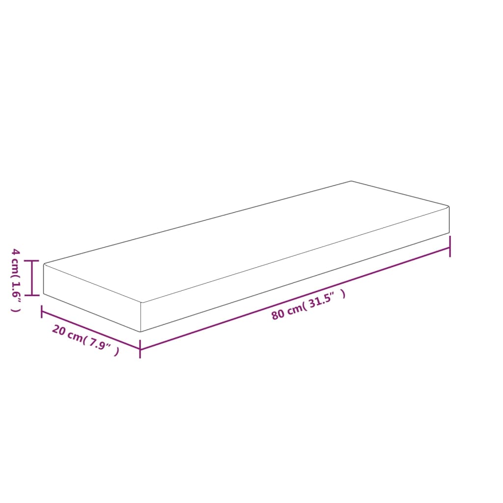 Vidaxl Półka, 80X20X4 Cm, Surowe Lite Drewno Dębowe