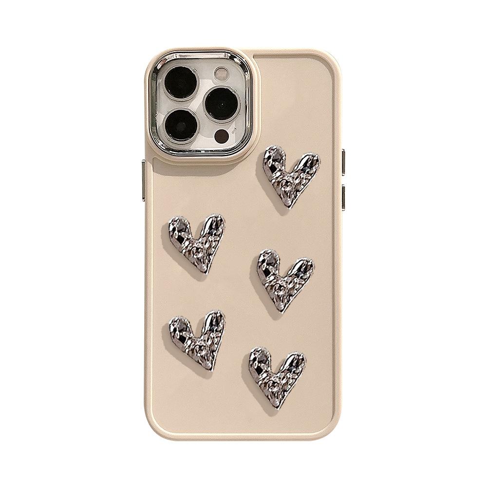 Electroplating Pleated Love Iphone17 Mobile Phone Case 16 Apple 12 Light Luxury 11 Suitable for 15promax High End Sense 13