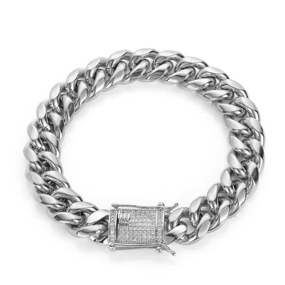 

2026 Fashion Trend European and American Trendy Brand Bracelet Double-sided Diamond Buckle Cylindrical Grinding Encrypted Men s Bracelet bracelet 7inch (length 17.78cm)