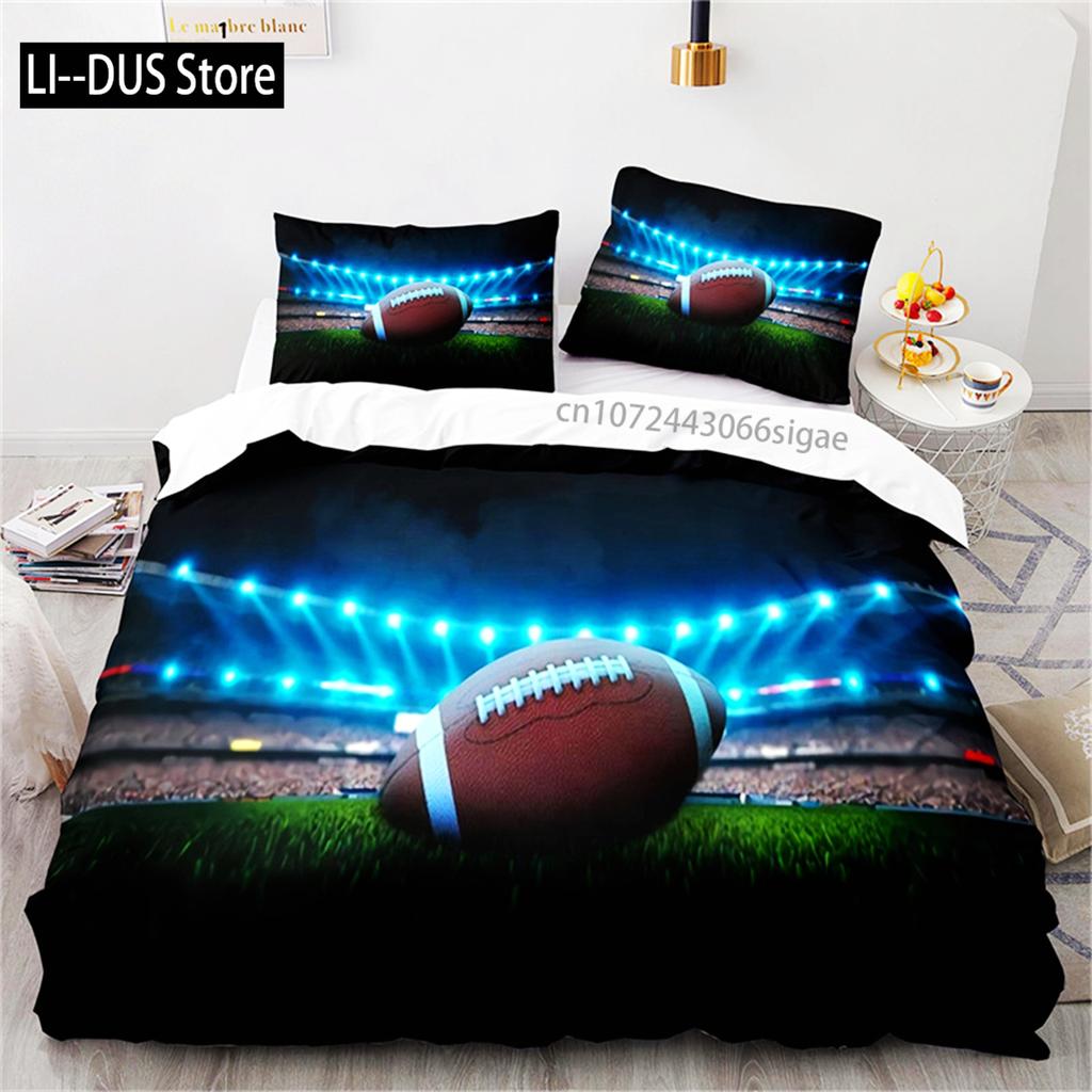 Twin Boy Sports Duvet Cover Football Bedding Set Microfiber Ball Sport Comforter Cover For Kids Teen Men Gifts Bedroom Decor
