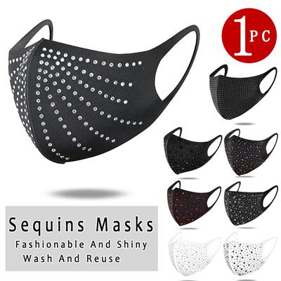 1PC  Diamonds Breathable Mouth Party Mask Washable And Reusable