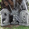 Spooky Holiday Exterior Decor Halloween Skull Tombstone Stone Look Retro Gothic Resin Creepy Scary Party Props Crow Gravestone Ornament for