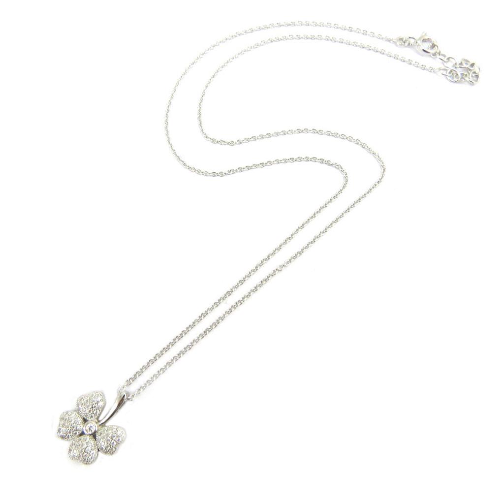 Altesse [L6091] - Collier Argent 'Trèfle' blanc
