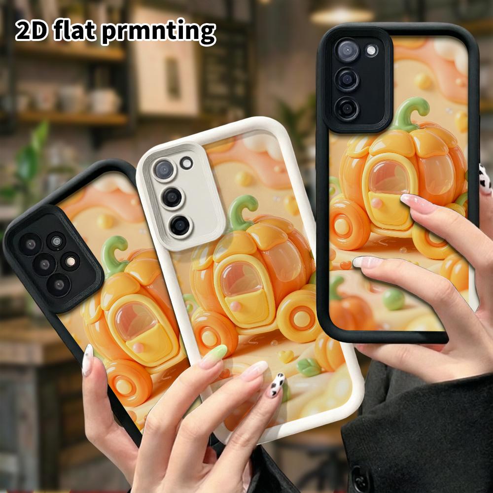 Phone Case: 2D flat design suitable for Samsung Galaxy A34 A35 M05 M06 S20 S22 S21 FE Plus 5G protective case, pumpkin carriage, Christmas and Hallowe