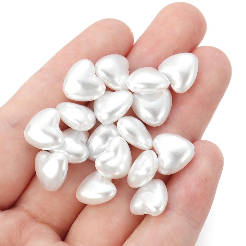 30pcs/lot ABS Imitation Pearl Beads Heart Beads Loose Spacer Beads For Jewelry Making Acrylic Beads DIY Earring Bracelet Crafts