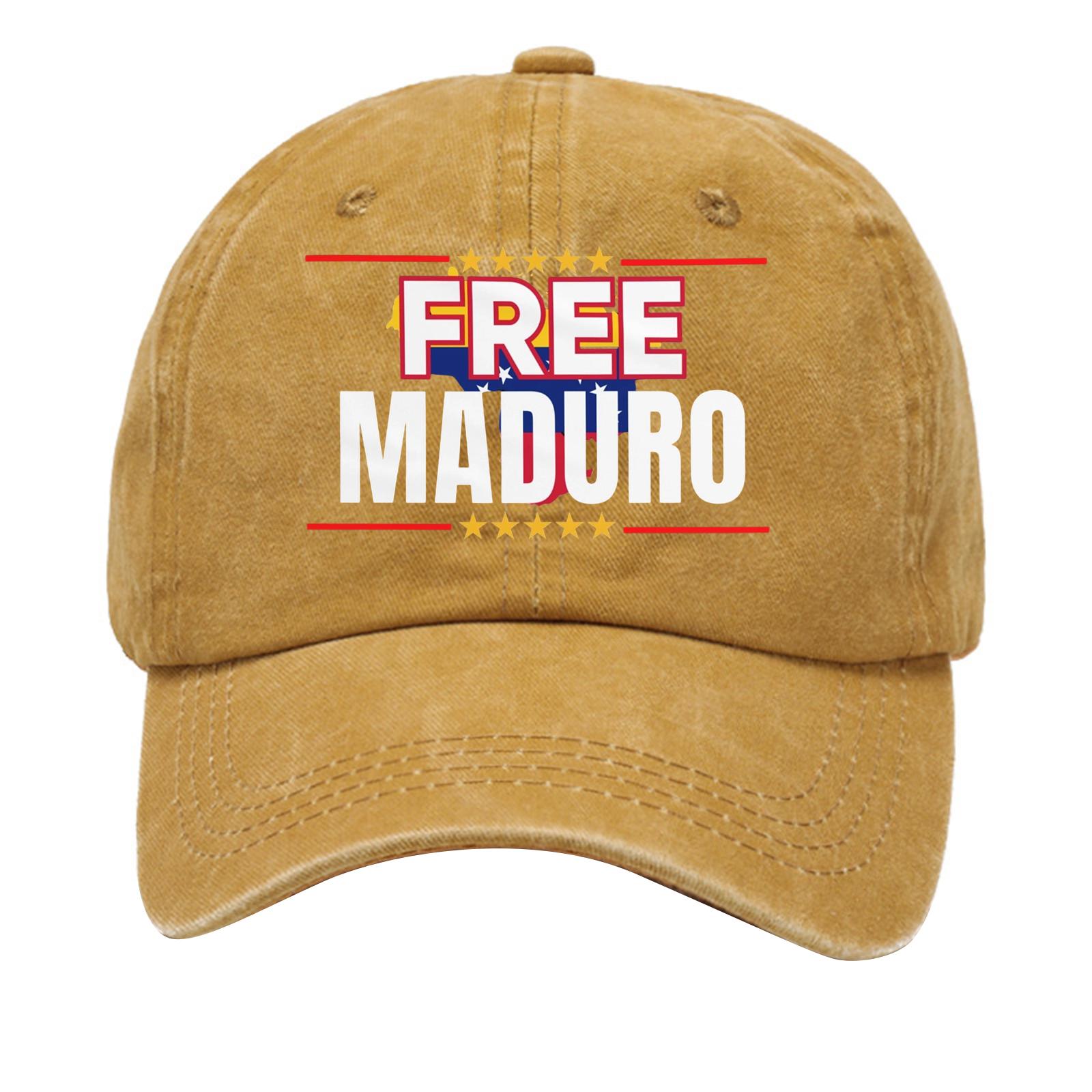 

Washed Cotton Baseball Cap With Printed Distressed Soft Top Denim Hat For Men, European And American Retro Hat one size жовтий