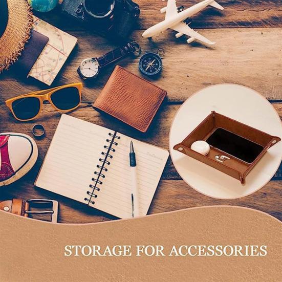 Taca do przechowywania z brelokiem Wodoodporna Gładka sztuczna skóra Klucze Piloty do telewizora