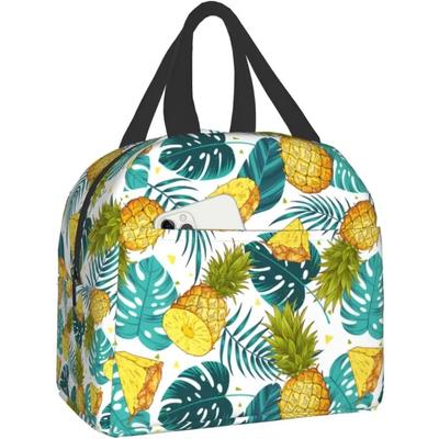 Sac à déjeuner isotherme Ananas avec poche avant, sac fourre-tout isotherme réutilisable avec fermeture éclair pour femmes, camping, randonnée, pique-nique, plage, voyage