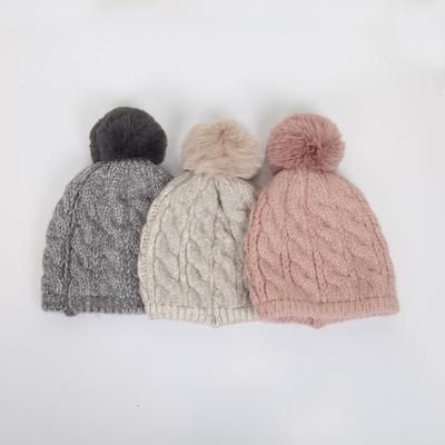 Autumn and Winter Hairball Knitted Hat Couple Simple Twist Hairball Hat Acrylic Knitted Hat Multi-color Optional