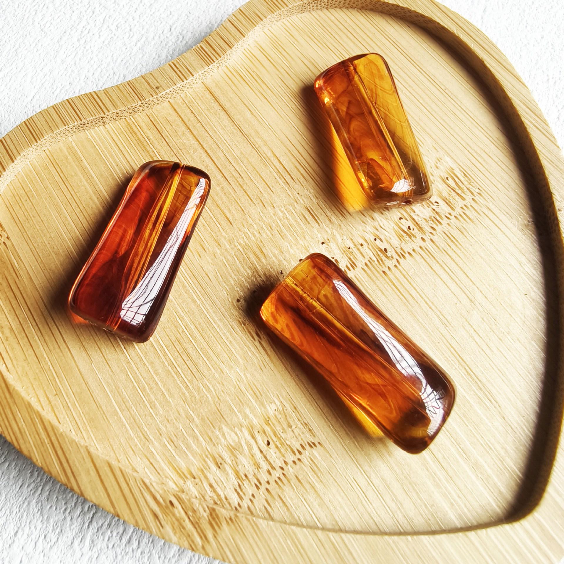 Акриловые прозрачные квадратные бусины янтарного цвета с высоким блеском для изготовления украшений своими руками