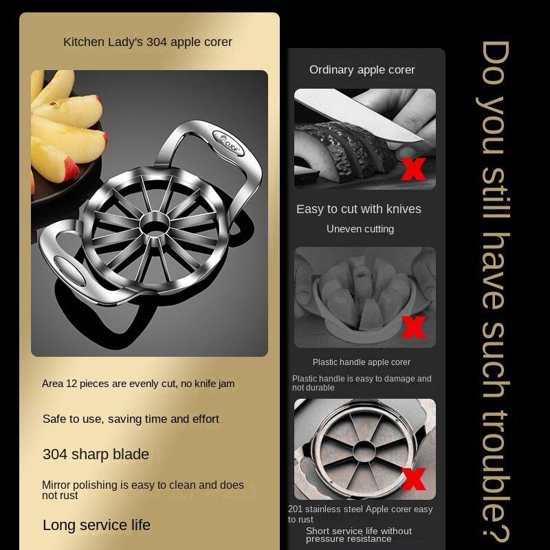 1 Uds. Cortador de frutas de manzana de acero inoxidable para el hogar herramienta para cortar frutas al núcleo