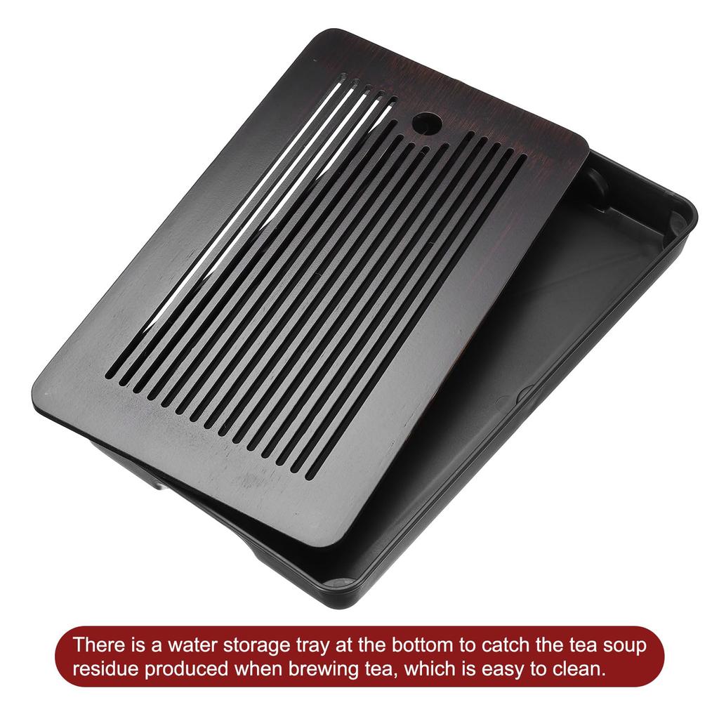 uxcell 12.7" Bamboo Chinese Gong Fu Tea Tray, Classic Tea Table, Bamboo Tea Table Furniture, Vintage Tea and Water Storage Box for Tea Drinking,