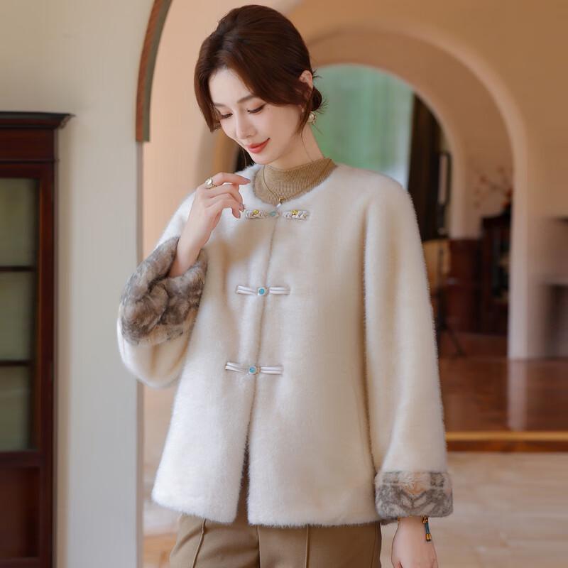 New Chinese Style Faux Mink Velvet Coat