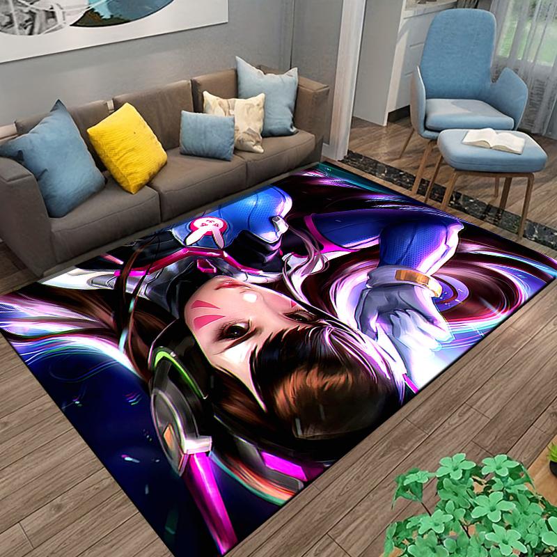 Dynamic Anime Style Female Hero Carpet Suitable for use as an anti-slip game mat for living room and bedroom sofas