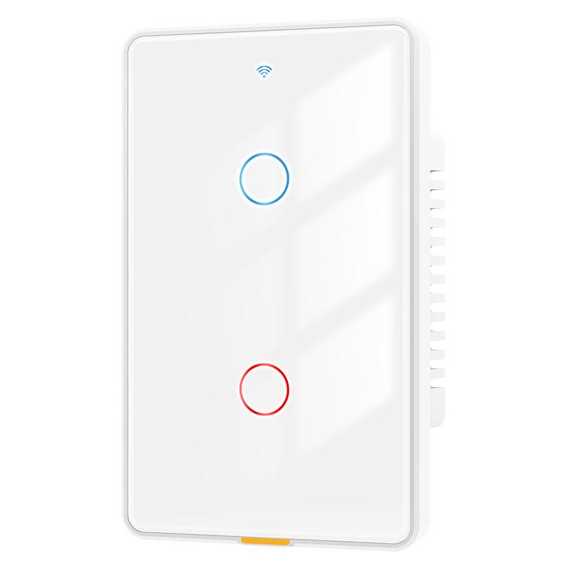 

MG-KG101 WiFi+433 Двухрежимный 2-клавишный 10A Умный выключатель Tuya APP Голосовое управление Сенсорный настенный выключатель, Версия для США/Белый Type A