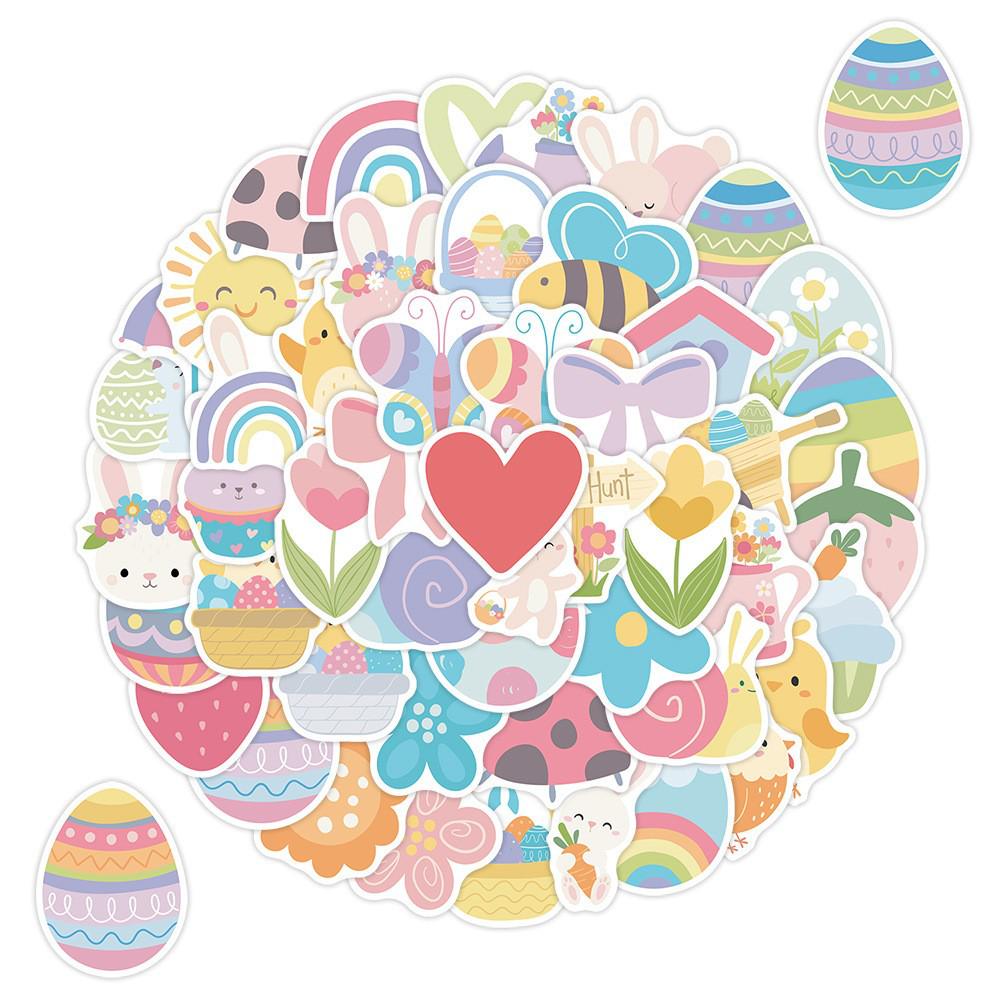 Easter Bunny Sticker Set: 50 Waterproof Decals for Phone, Water Bottle, Car - Creative Decor for Students