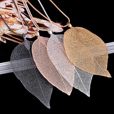 Women Leaf Sweater Pendant Special Leaves  Necklace Ladies Long Chain Jewelry