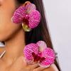 Exquisite Phalaenopsis Orchid Lily Stud Earrings for Women Girls Exaggerated Simulation Flower Earrings Wedding Jewelry Gifts