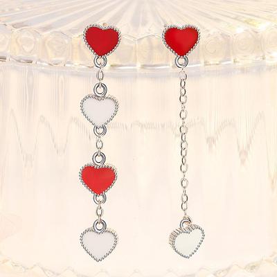 Heart-shaped Confession Earrings, Korean Version of Medium and Long Fringed Earrings, Girls, Stud Earrings Jewelry