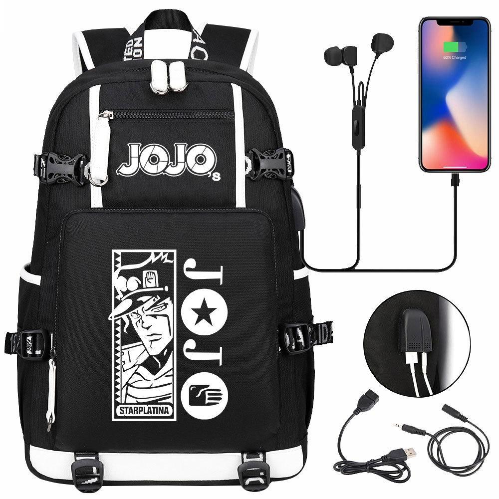 Anime Cloud Print USB Backpack for Teens Students Casual Large Capacity Travel Daypack