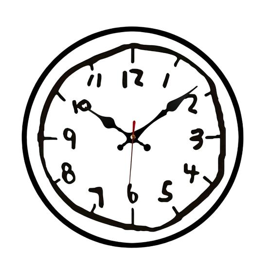 2D Flat Wooden Wall Clock Silent Quartz Movement Hand-Painted Clock Home Office Bedroom Living Room Digital Analog Clock Decoration S