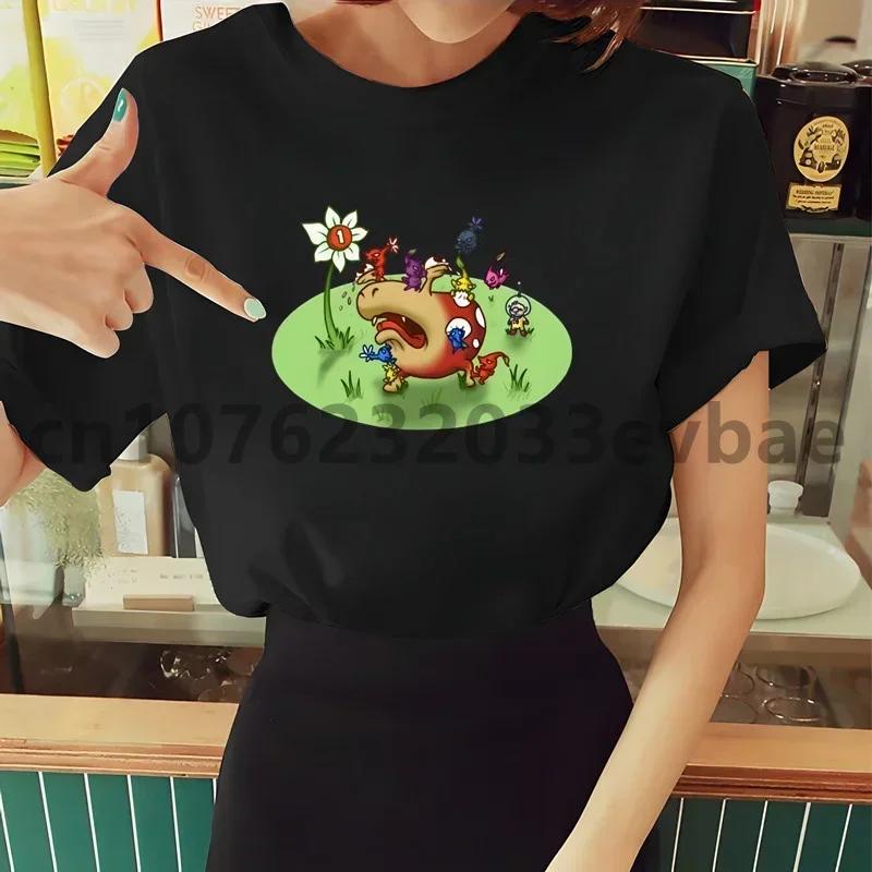 

Pikmin Print Funny Graphic T Shirts Women Summer Harajuku Women Streetwear Camisa Casual O Collar Custom Shirt 3XL