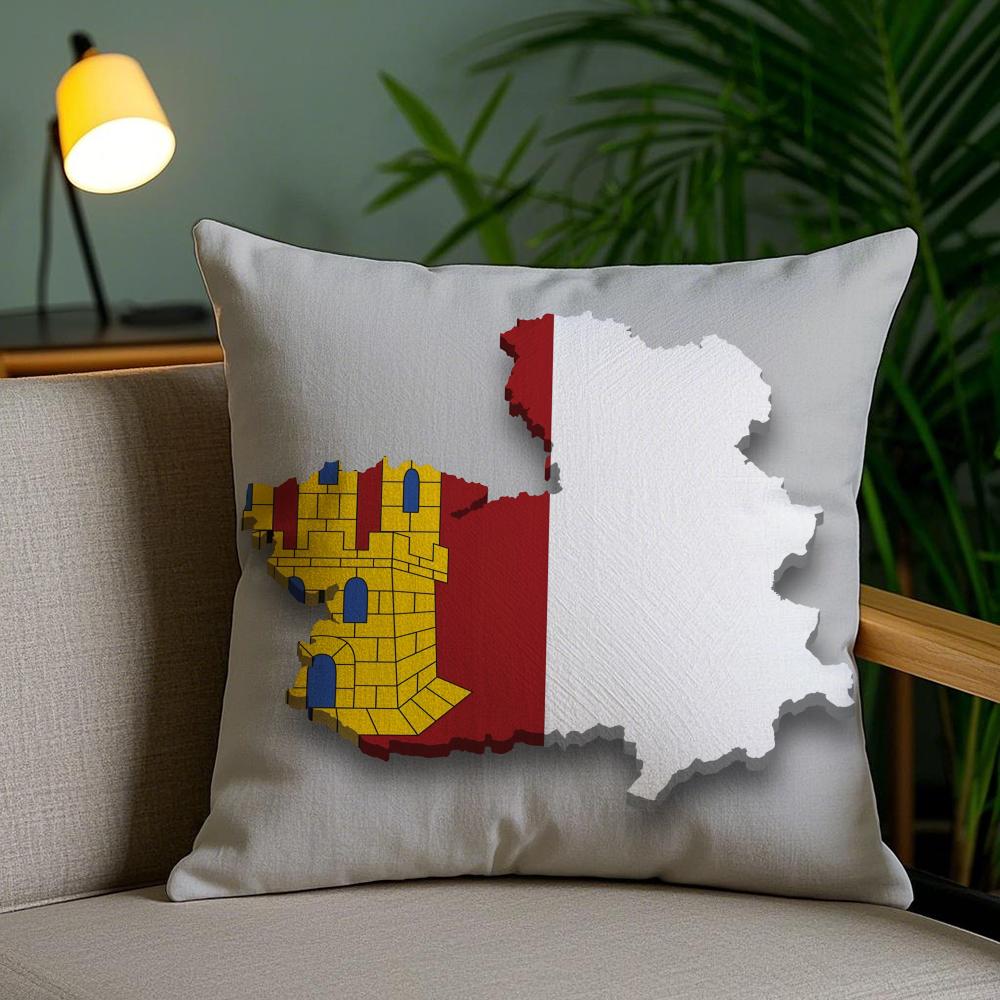 Castile La Mancha Spain Cushion Cover Soft Short Plush Double-Sided Printing Home Decor Machine Washable Pillow Case Gift