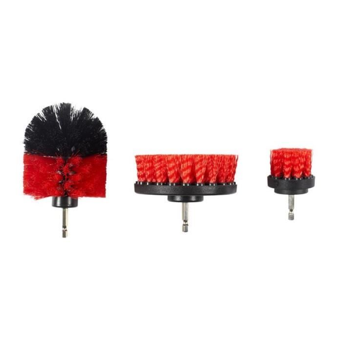 Embouts Brosse de Nettoyage - Paris Prix - Lot de 3 - 10cm Rouge