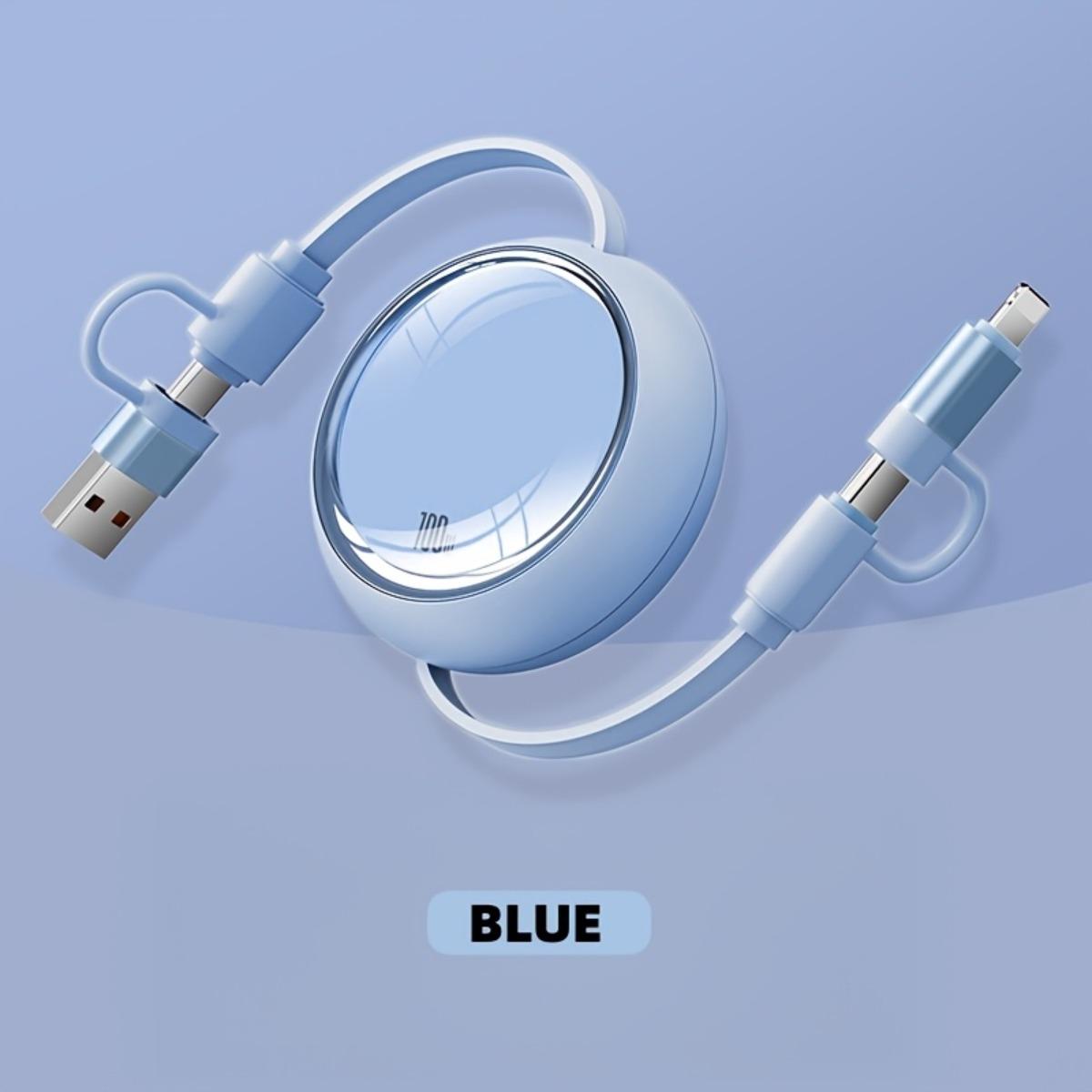 

4-in-1 Super Fast Charging & High-Speed Data Transmission Cable, Type-C Conversion, Universal for Multiple Models синій