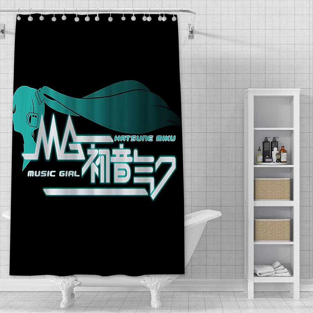 Anime Girl H-HatsuneS M-Miku Shower Curtain Waterproof Polyester Fabric Paint Bath Curtain Home Bathroom Decor Curtain With Hook