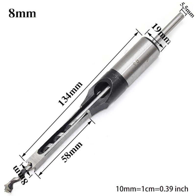 Square Hole Mortise Chisel Drill Bit Tools 6.4 mm/8mm/9.5mm/12.7mm/14mm/16mm Round Strong Square Hole Drill Bit