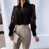2025 Spring-Summer Women's Solid Color Lace Patchwork Blouse