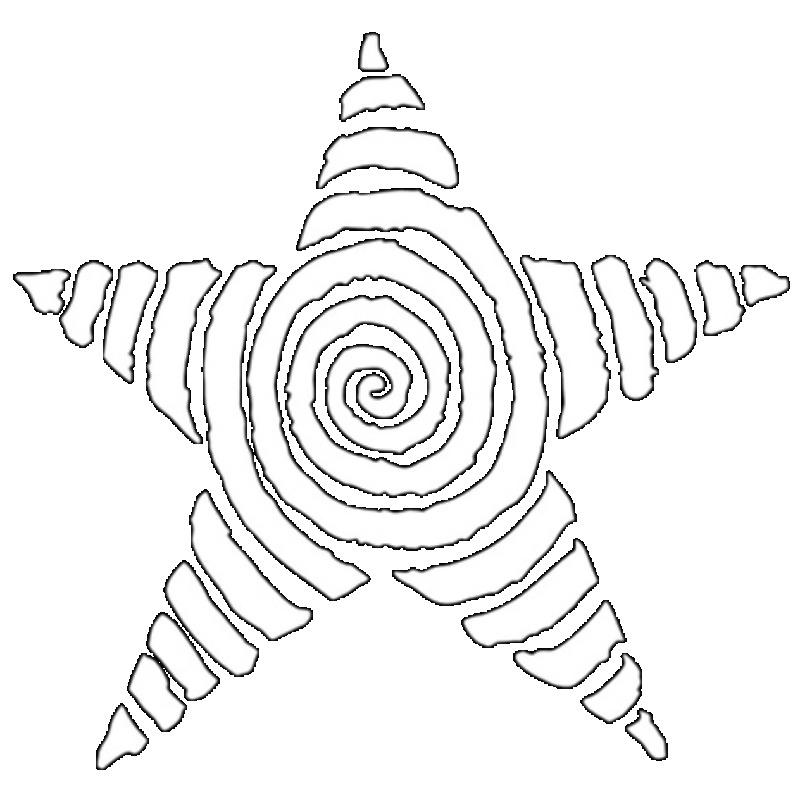 Black T-Shirt with White Spiral Star Print for Casual Wear