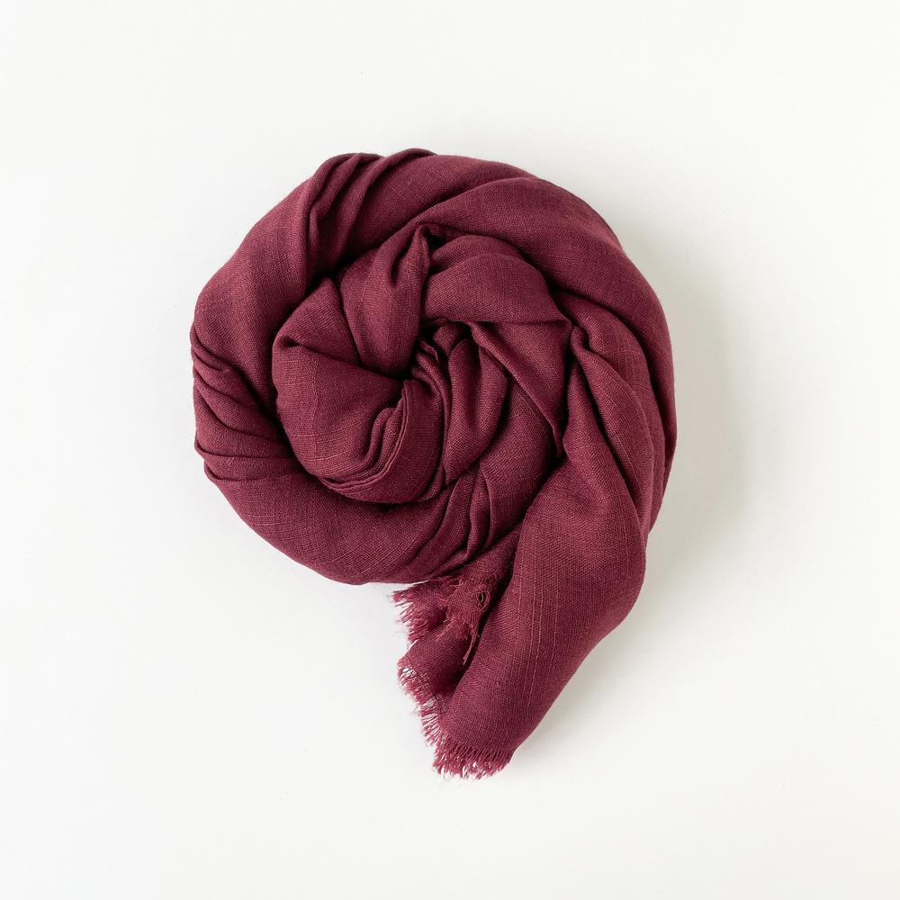 Middle East Malay monochrome slub cotton scarf women's camel shawl bag head short beard tassel Muslim headscarf