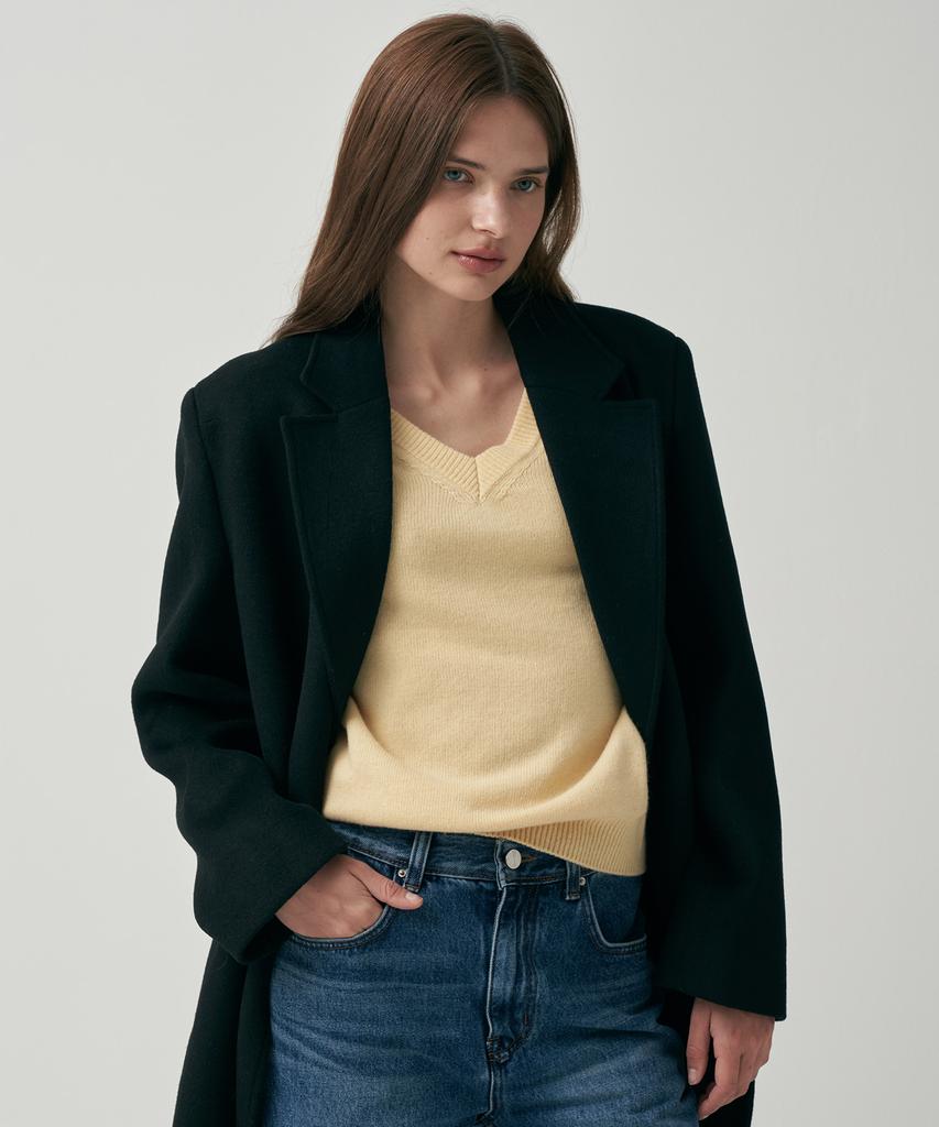 Mott Wool Single Long Coat - Black