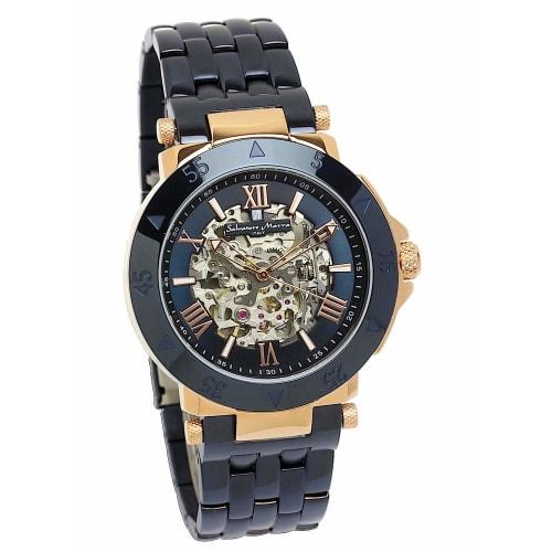 Salvatore Marra Royal Blue Automatic Skeleton Watch for Men, Business and Formal Wear