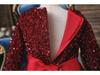 Girls' Long Sleeve Sequin Evening Gown for Banquets
