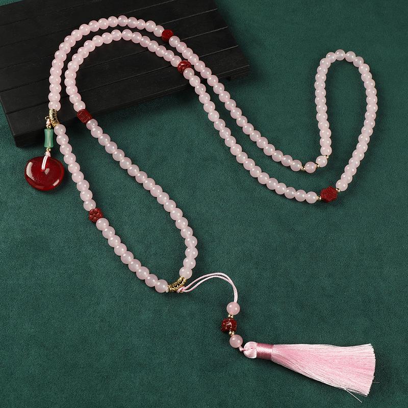 Elegancki naszyjnik z frędzlem ze 108 koralików: Vintage Chiński Łańcuszek Swetrowy Crossbody dla Kobiet