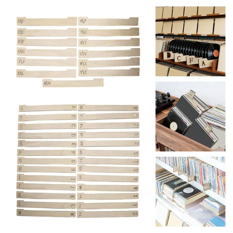 13/26Pcs Wooden Bookcase Separators Numbered Marker For Music Discs And Magazine Storage