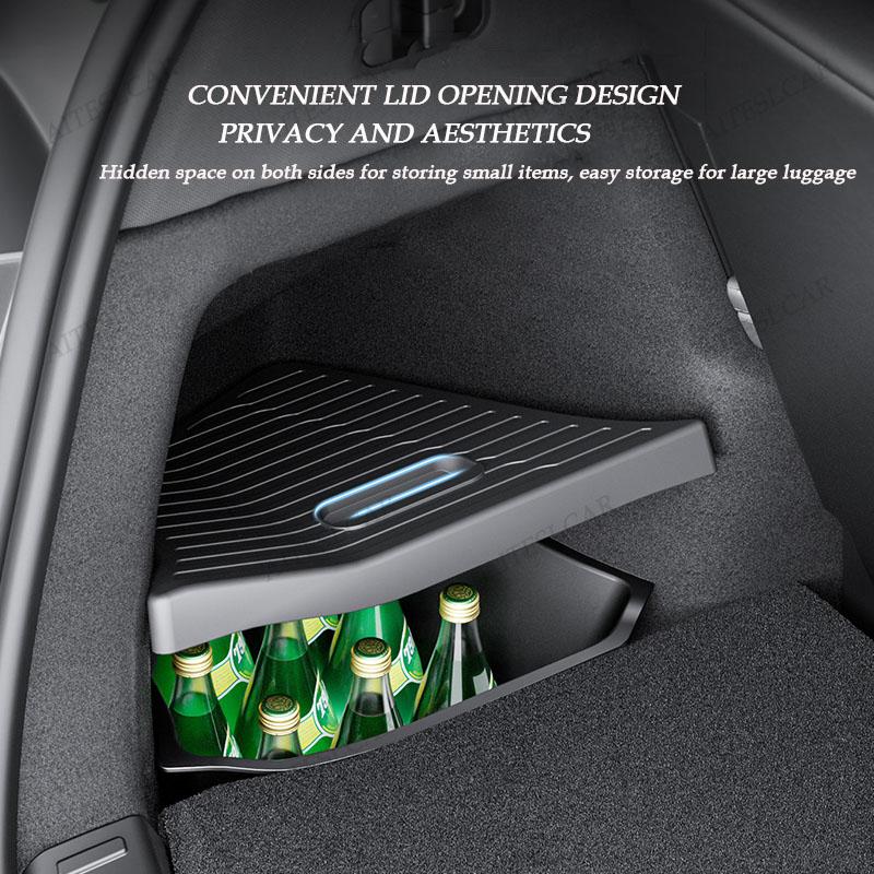 For Tesla Model YL Rear Trunk Side Storage Bucket Left Right Organizer Box Waterproof Cargo Storage Container Auto car trash can