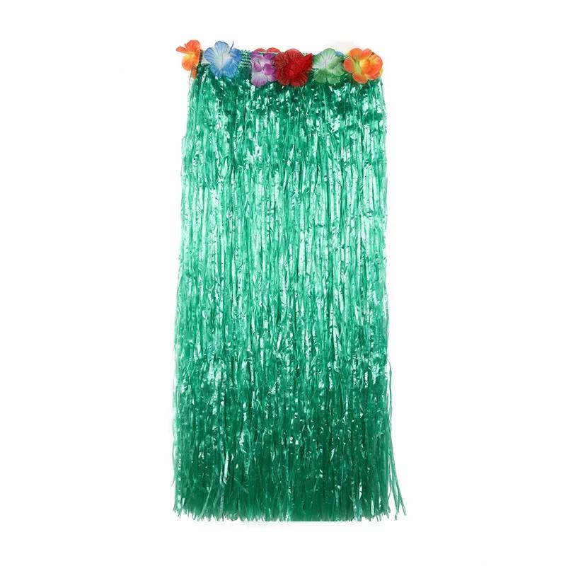 Girls Hawaiian Grass Hula Skirt Costume Set Vibrant Color Performance Dress with Flower Decor for Birthday Party Decor