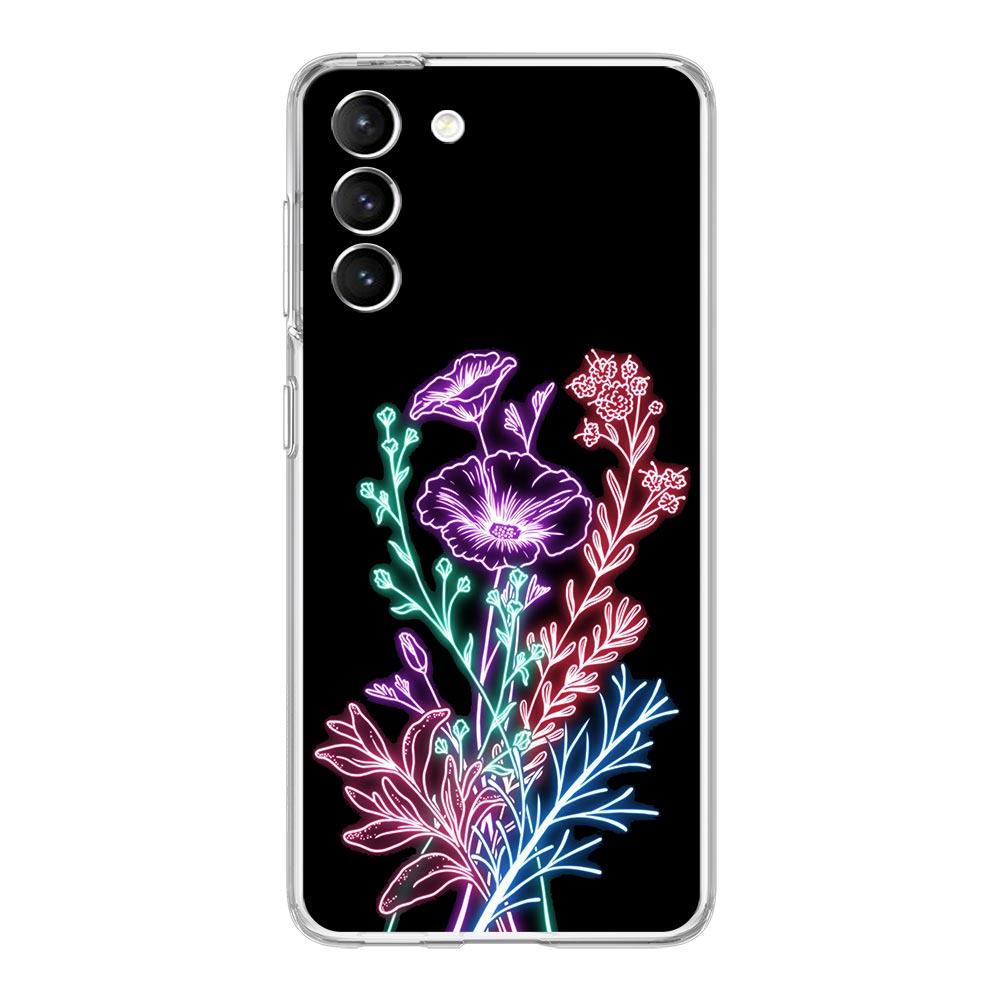 Flamingo Neon Flower Wave Art Phone Case For Samsung Galaxy S22 S21 S20 FE Ultra 5G S10 S10E S9 S8 Plus Note 10 20 Clear Cover