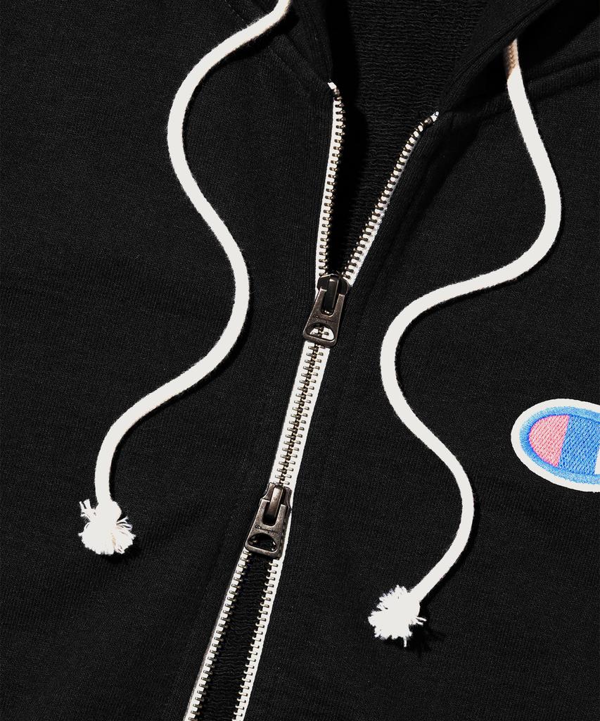 Champion Heritage Logo Loose Fit Zip-Up Hoodie Black