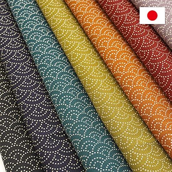 Lana cruda cortada Seigaiha japonés hecho en corte aproximadamente 110cm x tela azul marino, patrón, (patrón de onda), Algodón estilo japonés, Japón, tela, 88222,