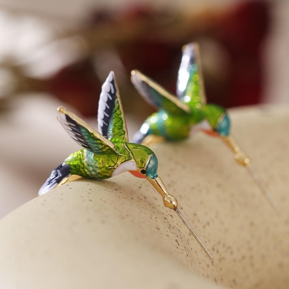 Cute Hummingbird Shape Oil Drop Earrings Popular Ear Jewelry Oil Drop Earrings Women