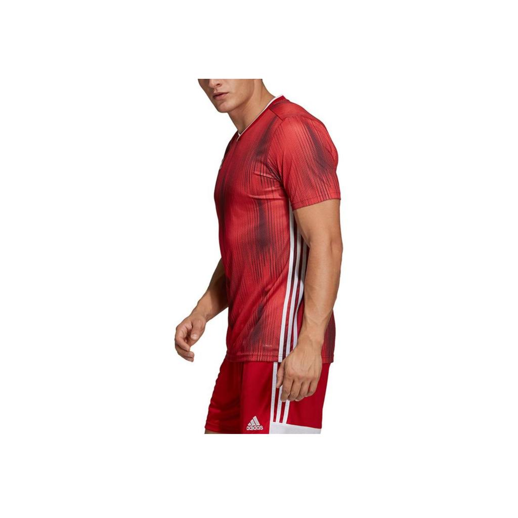 Adidas Logo Print Team Jersey Football Short Sleeve T-Shirt Men Tops Red DP3531