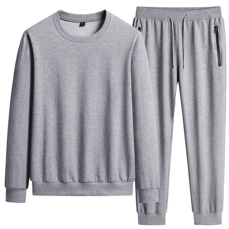 

Осенний спортивный костюм большого размера в стиле кэжуал, модный мужской комплект из двух предметов: свитер с длинным рукавом и круглым вырезом свободного кроя. S