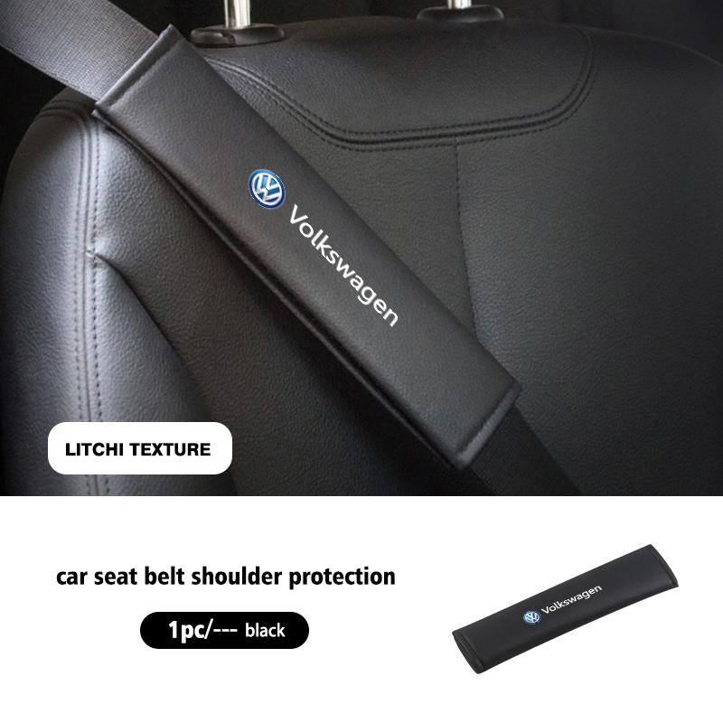 BIG1 For Volkswagen VW 2pcs Car Seat Belt Shoulder Protector Litchi Grain Fatigue Relief Pad Polo Jetta Sagitar Magotan Passat B5 B6