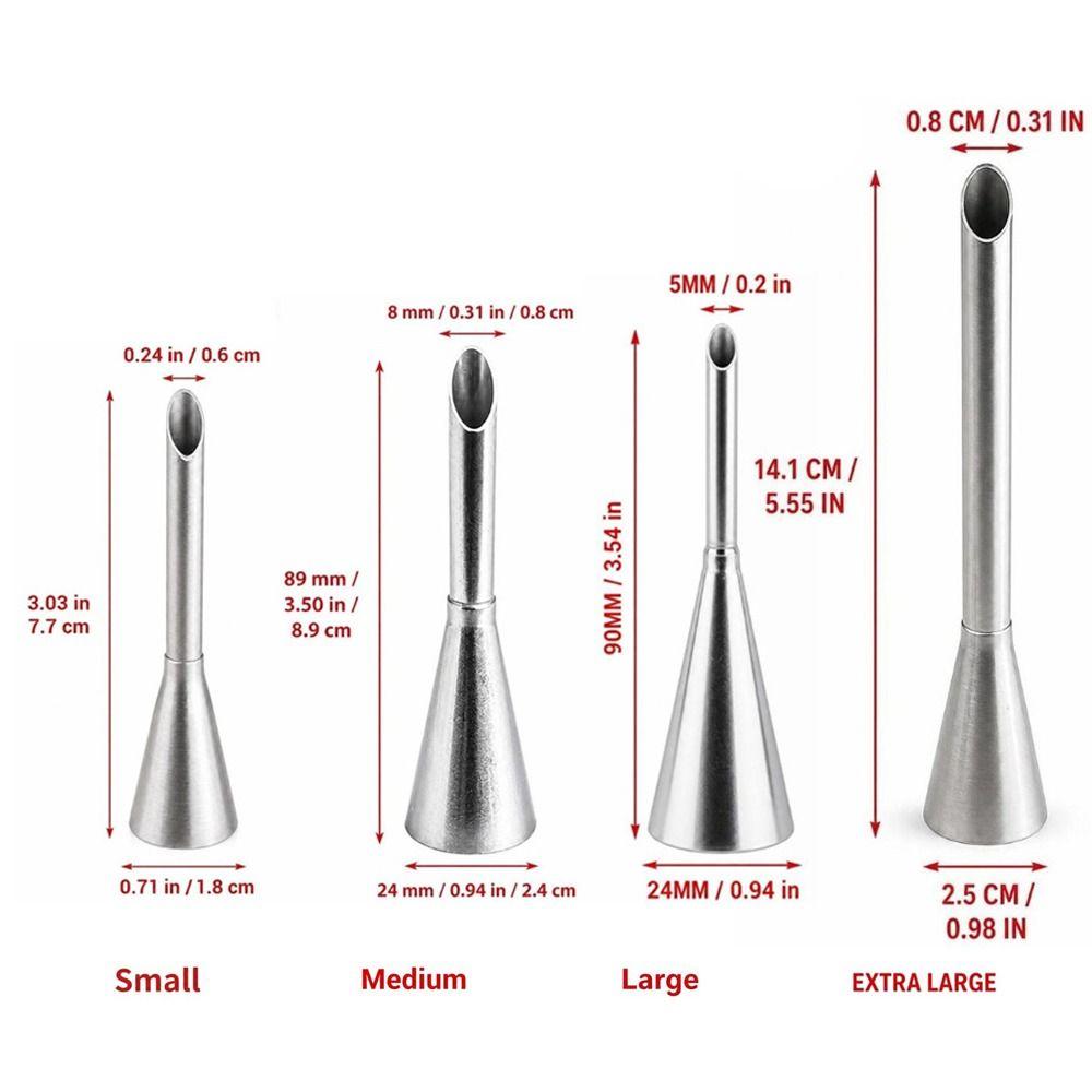 4PCS Pointed Tip Cream Puff Piping Nozzle Long Nozzle Tip Eclair Piping Tip  Cake Cream Puff Filling